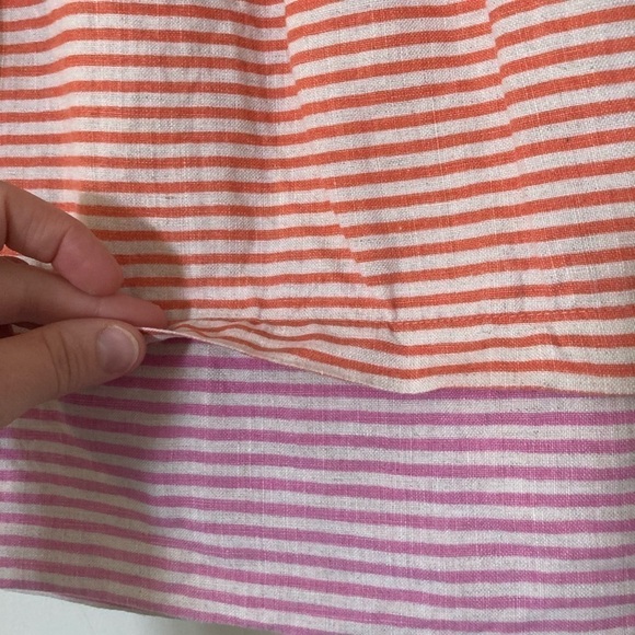 LOFT 100% linen pleated striped mini skirt spring summer pink size 2 - Picture 3 of 8